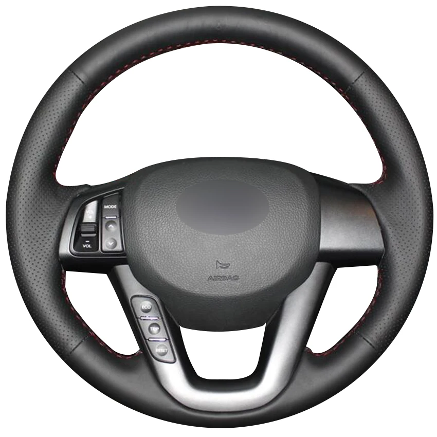 Черный чехол рулевого колеса автомобиля из натуральной кожи для Kia K5 Optima 2011 2012
