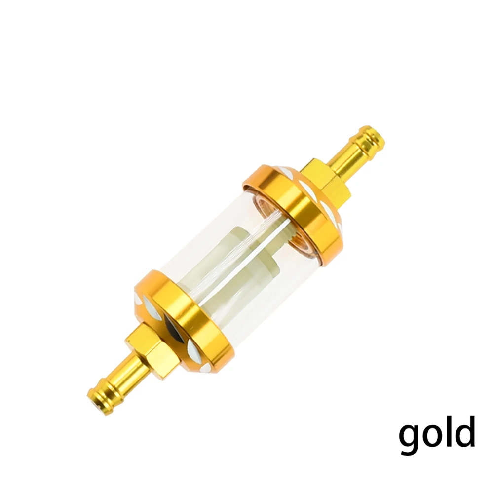 8mm Universal Motorcycle Fuel Filter CNC Aluminum Alloy Glass Gas Fuel Gasoline Oil Filter For ATV Dirt Pit Accessories Off-Road