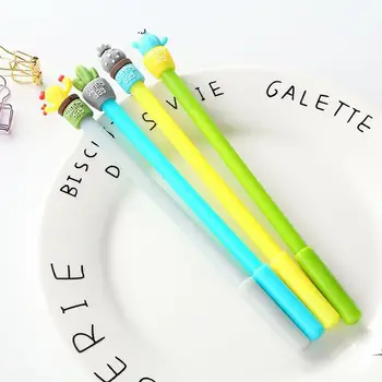 

2Pcs Cute Cactus Design Black Gel Pen Ballpoint Writing Office School Supplies