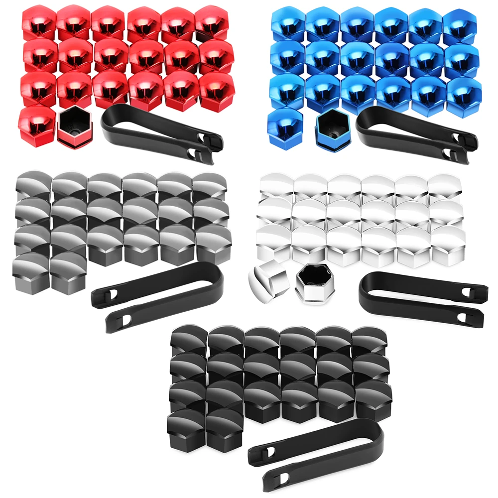 20pcs 17mm Wheel Lug Nut Center Cover Caps + Removal Tool for VW Golf