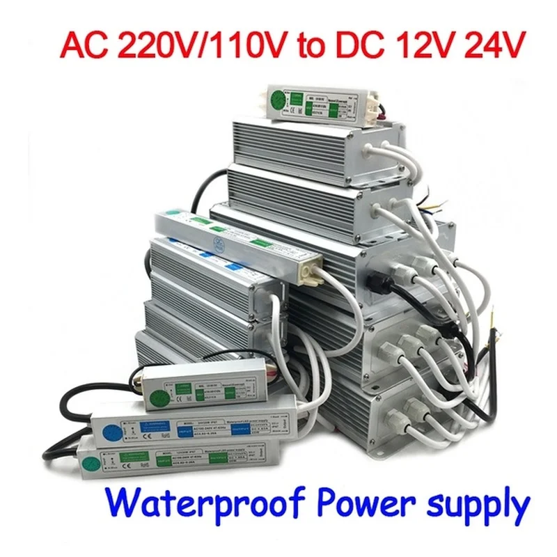 

12V 24V Power Supply IP67 Waterproof 12v Transformer led Driver power supply 10W 20W 30W 50W 80W 100W 120W 150W 200W 250W 300W