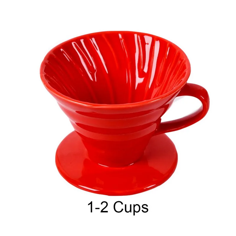 Керамическая кофейная капельница с двигателем V60, стильная кофейная капельная чашка с фильтром, Перманентная наполняемая кофеварка с отдельной подставкой для 1-4 чашек - Цвет: Red-2