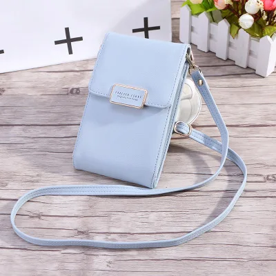Light Blue Мини-кошельки через плечо, сумка на плечо для женщин, высокое качество, карман для сотового телефона, Дамский кошелек, клатч, модные кожаные сумки на застежке - Цвет: Light Blue