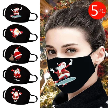 

1pcs Christmas Adult Unisex Washable Printed Breathable Reuse Polyester Mask Outdoor dust-proof washable cotton mask