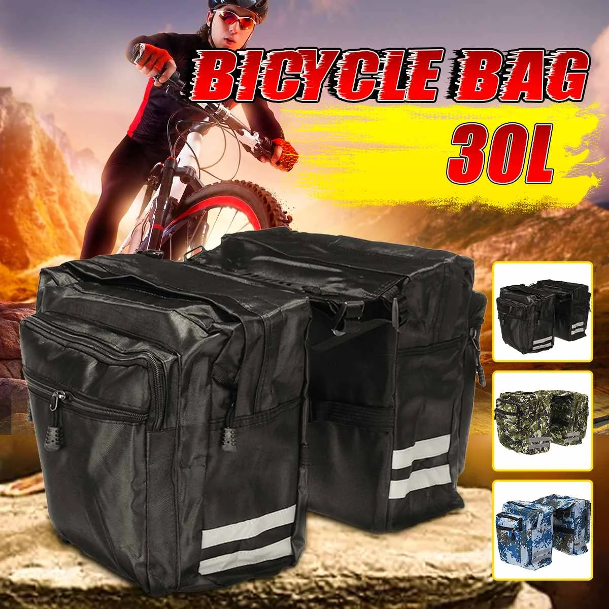 

Mountain Road Bicycle Bike 2 In 1 Camo Trunk Bags Cycling Double Side Rear Rack Tail Seat Pannier Pack Luggage Carrier