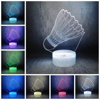 

3D Illusion Badminton LED bedside lamp Popular sports in Southeast Asia night light Souvenir gift good friends present
