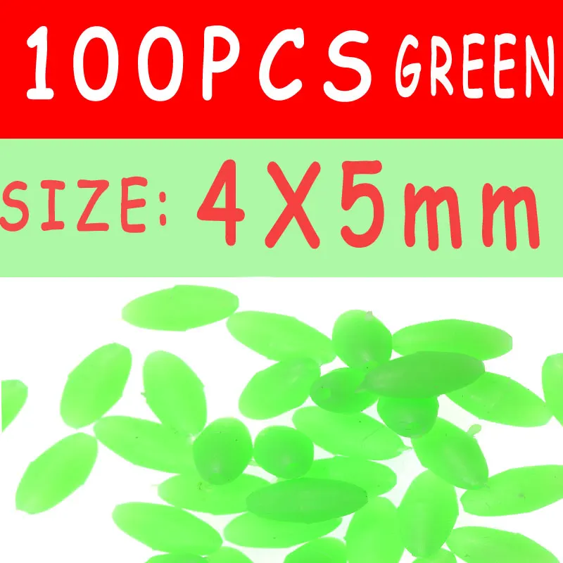 4x5mm 100pcs green 100 шт Овальные мягкие резиновые светящиеся бусины для рыбалки светящиеся бусины для раковины для тройных крючков рыболовные снасти Зеленый Красный рыболовные приманки снасти - Цвет: 4x5mm 100pcs green