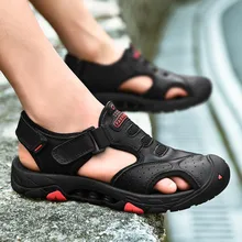 Красивые популярные мужские сандалии из натуральной воловьей кожи; большие размеры; Летние качественные пляжные шлепанцы; повседневные кроссовки; пляжная обувь для улицы; May28