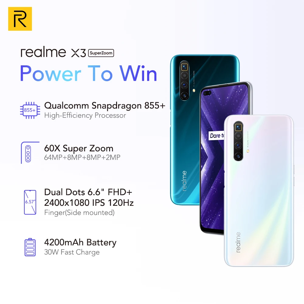 Realme X3 12 Гб 256 Смартфон 120 Гц Дисплей мобильный телефон 64MP 60X суперзум мобильных