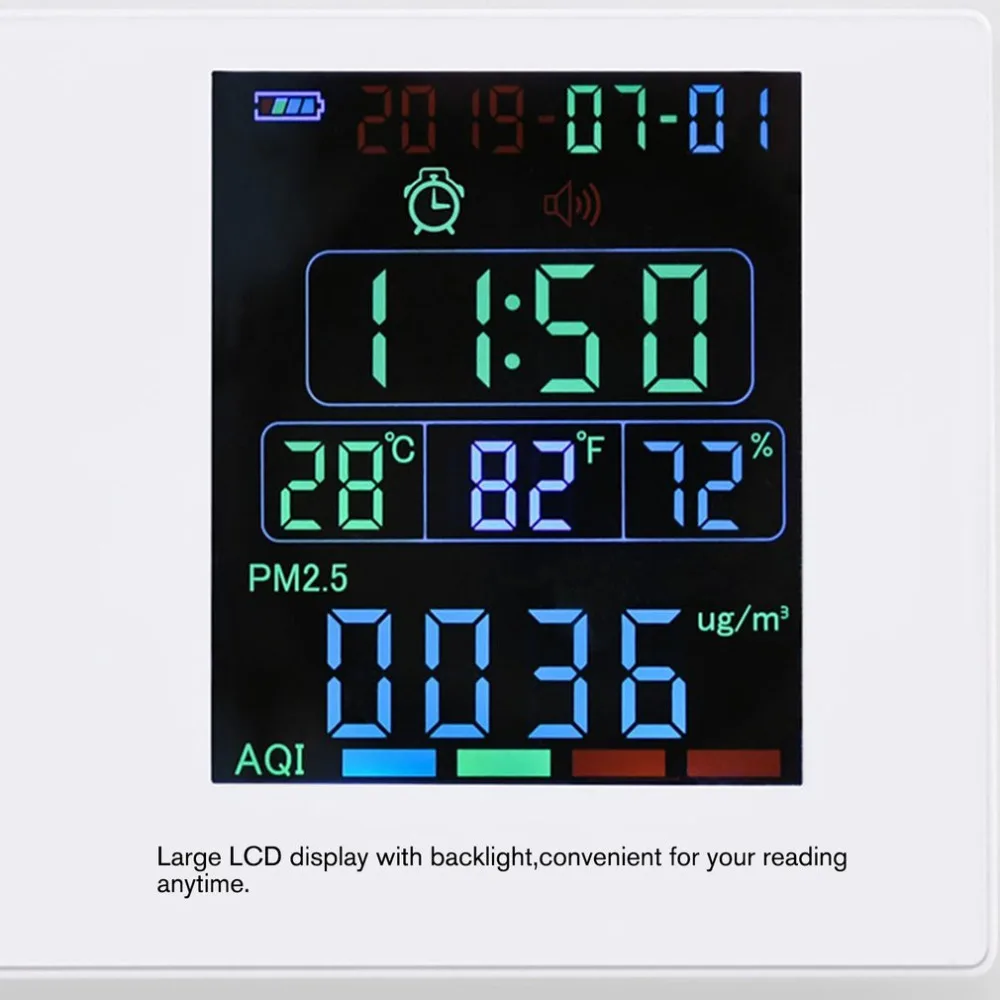 Цифровой детектор формальдегида HCHO/TVOC/CO2/PM2.5/PM10/Temp/Humi тестер AQI монитор качества воздуха анализатор газа