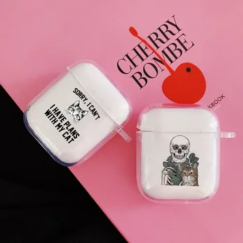 

Skull and Cute Cat Earphone Case for Airpods 2 1 Bluetooth Earphone Case Charging Box Cover Coque