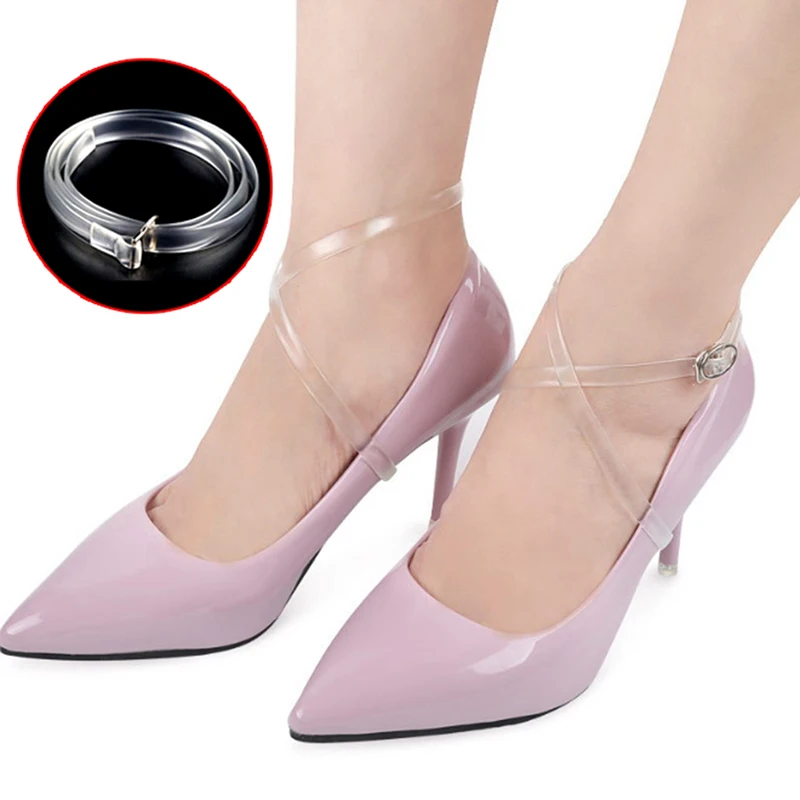 Women High Heel Shoes Detacheable Elasticated Strap Transparent Shoelace