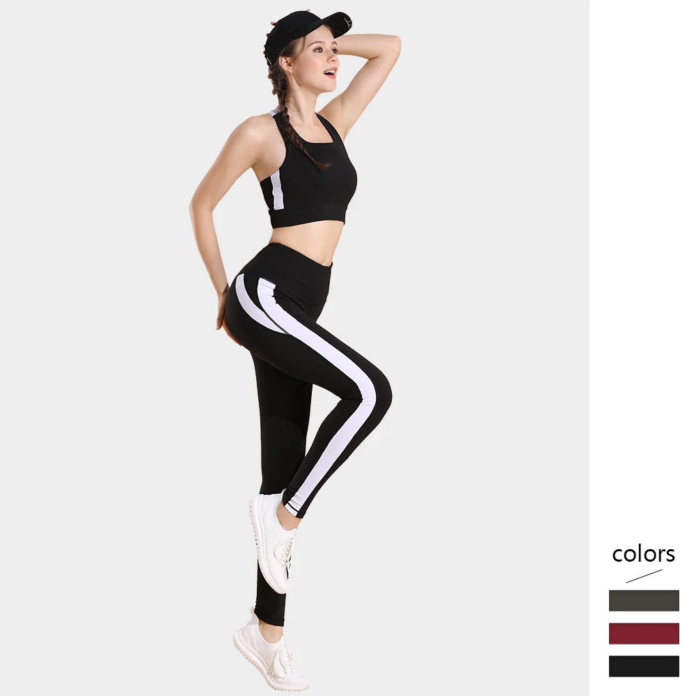 

Women Playsuit Patchwork Wireless Sports Bra and Ankle-length Leggings Tracksuit Workout Fitness Sports Wear Femme Bodybuliding