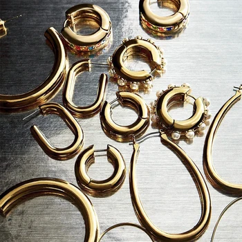 

Simple Big Geometric Hoop Earrings Stainless Steel Gold Color Circle Huggie Earrings for Women Fashion Punk Jewelry Brincos 2020