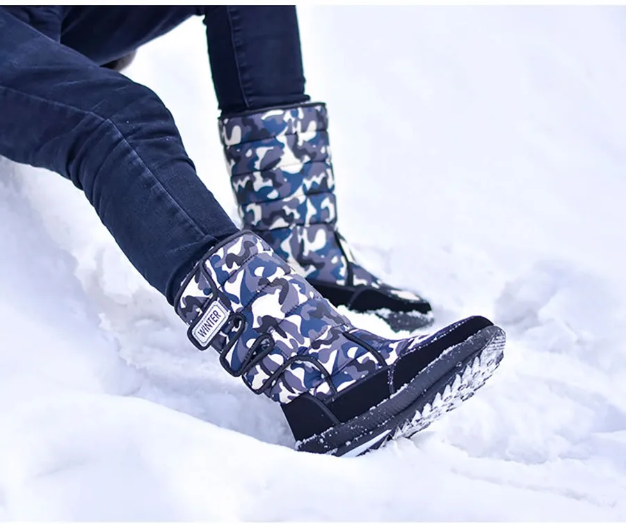 Men Snow Boots Winter Female Boots Thick Plush Waterproof Non-slip Thigh High Boots Large Size 47 Warm Fur Lovers Winter Shoes
