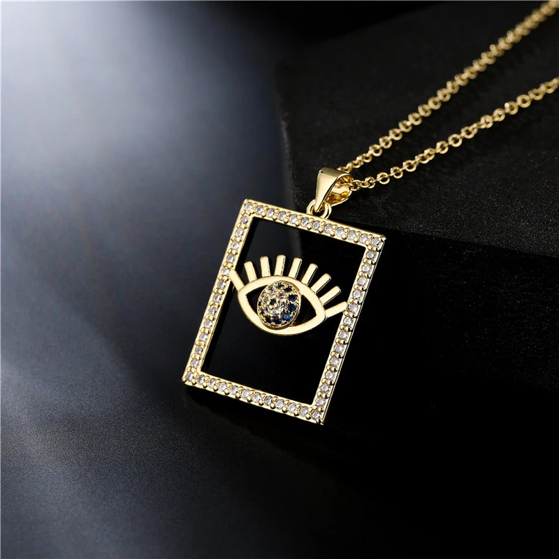 Collares de moda de oro contra el mal de ojo, de Circonia cúbica, Ojo de la suerte CZ, collar de declaración, regalo de fiesta, joyería|Collares colgantes| - AliExpress