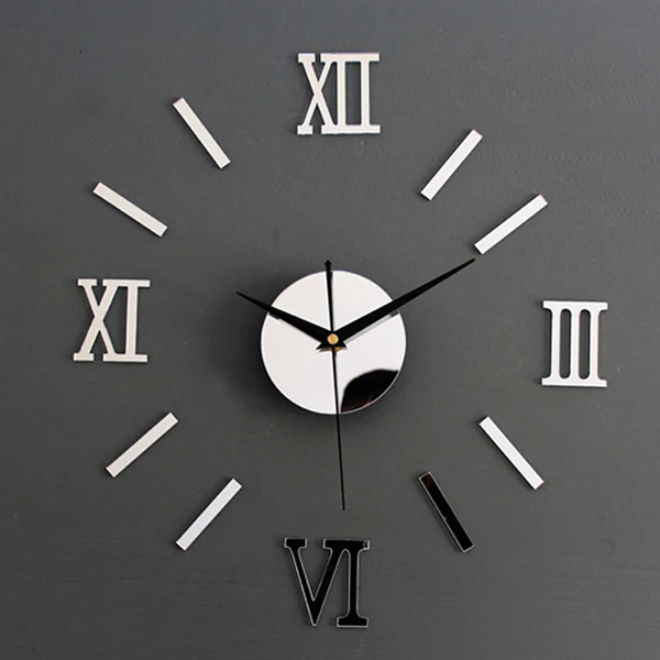SILVER 1 шт. новые часы настенные часы Horloge 3d Diy акриловые зеркальные наклейки украшение дома гостиная кварцевые иглы - Цвет: SILVER