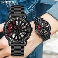 Men Fashion Hot Sell Car Rim Wristwatch 360 Degree Rotating Wheel Rim Dial Watches Stainless Steel Waterproof Sport Quartz Clock 2