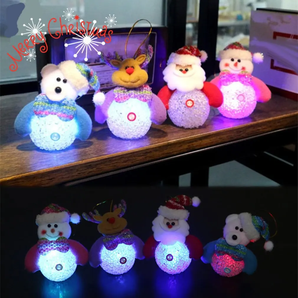 Christmas Glowing Doll Color Light Flash Snowman Bear Crystal Snowman EVA Lights Christmas Decorations