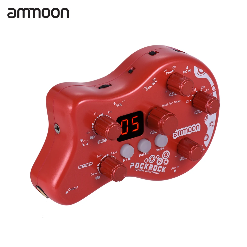 Ammoon PockRock портативный Гитарный процессор педаль эффектов 15 типов 40 барабанные