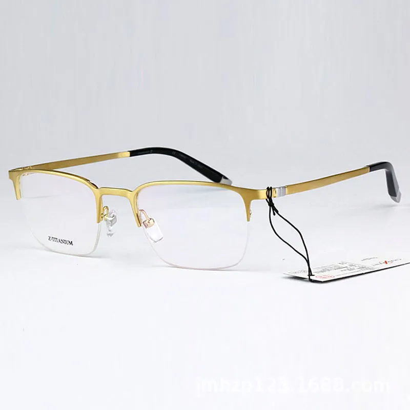 

High-End Z Titanium Glasses Frame Big Face Men's Pure Titanium Frame Half-frame Thin Legs Eyeglasses Fixing Device Ultra-Light Z