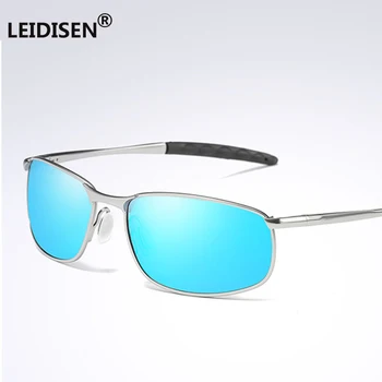 

LEIDISEN Men's UV400 Rectangle Outdoor Sports Eyewear Polarized Sunglasses Metal Frame Night Vision Car Driving Sun Glasses
