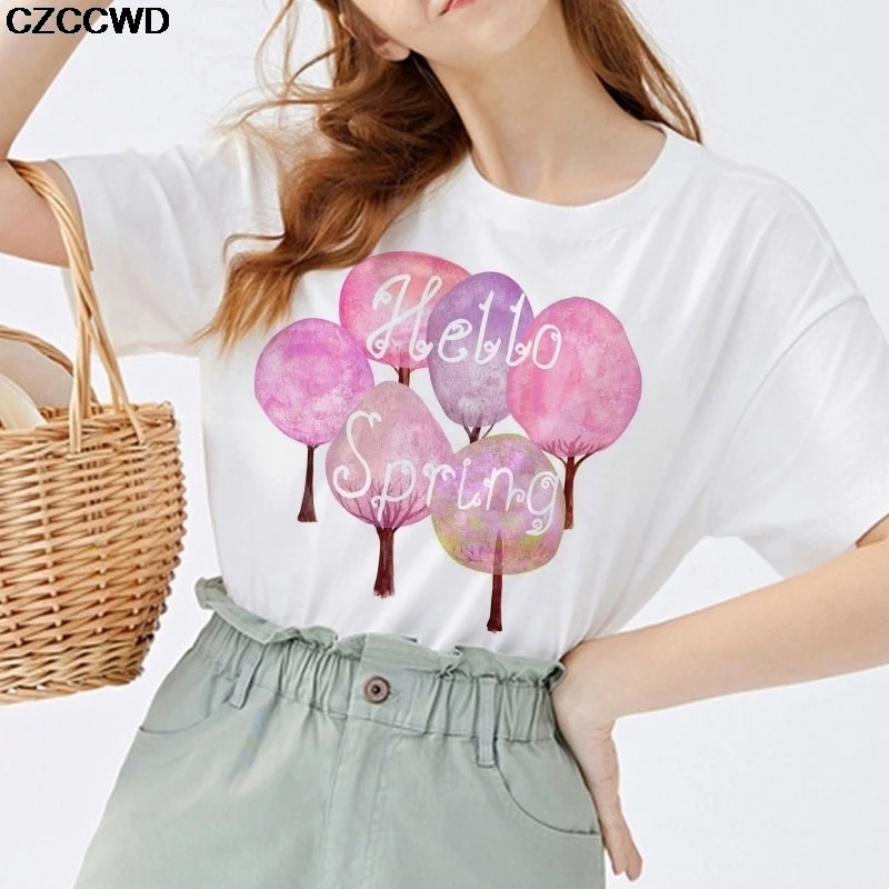 2020 Summer Women Short Sleeve Beautiful Flower Floral Fashion Lady T-shirt Top T Shirt Ladies Womens Graphic Female Tee T Shirt