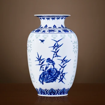 

JINGDEZHEN CERAMICS FINE BONE CHINA BLUE AND WHITE PORCELAIN SMALL VASE FLOWER ARRANGEMENT