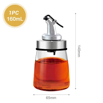 1PC 160ML Диспенсер оливкового масла бутылки соус уксус приправа стеклянный контейнер кухня хранения инструменты для приготовления пищи аксессуары с градусной шкалой - Цвет: 1PC 160ML