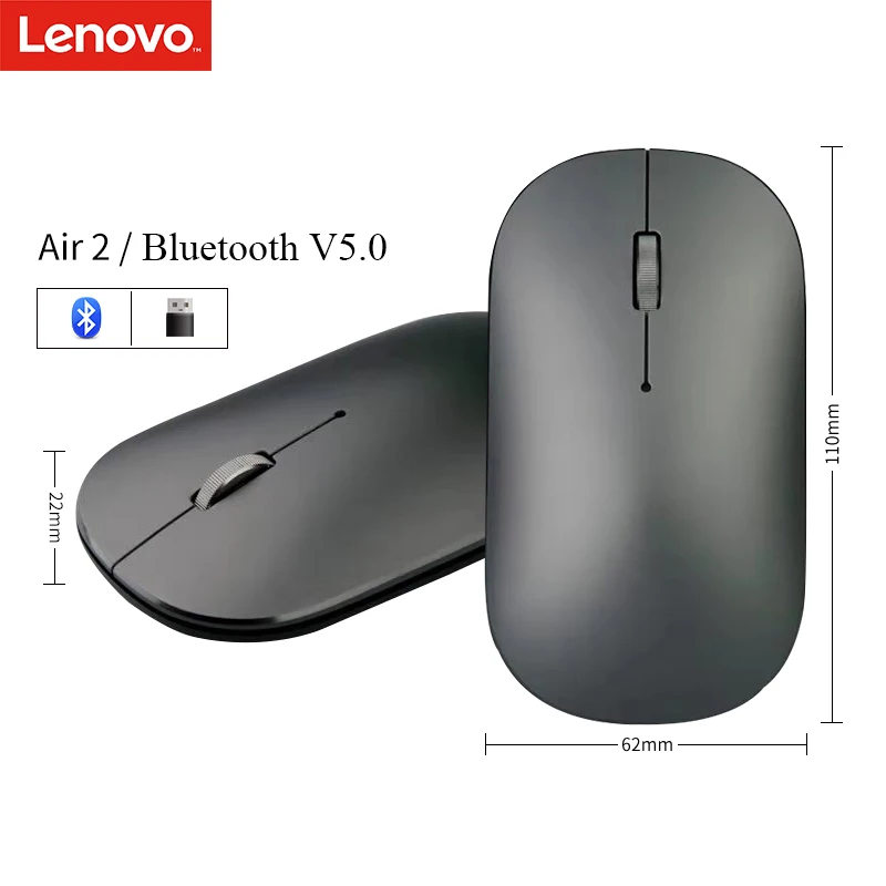 Lenovo оригинальный Xiaoxin Air2 bluetooth мышь беспроводной Двухрежимная 4000 Точек на дюйм BT