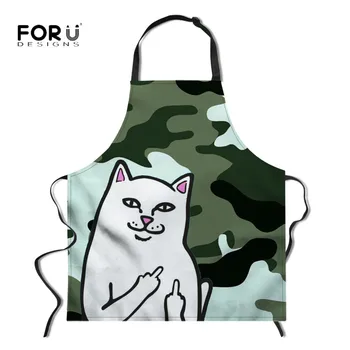 

HUGSIDEA Finger Cat Ptinted Women Adult Kids Sleeveless Apron Easy Cleaning Home Kitchen Cooking Baking BBQ Dustproof Pinafore