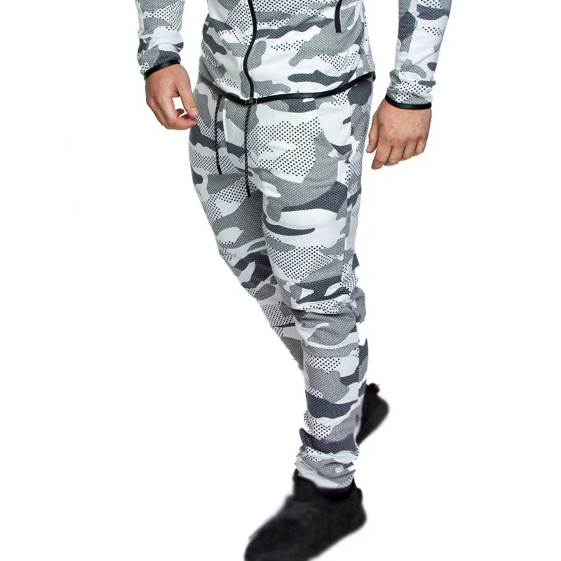 Men military ankle-length pants Elastic Waist Middle Waist Zip Casual Pants Trousers Plus Size Camouflage Sports Fitness