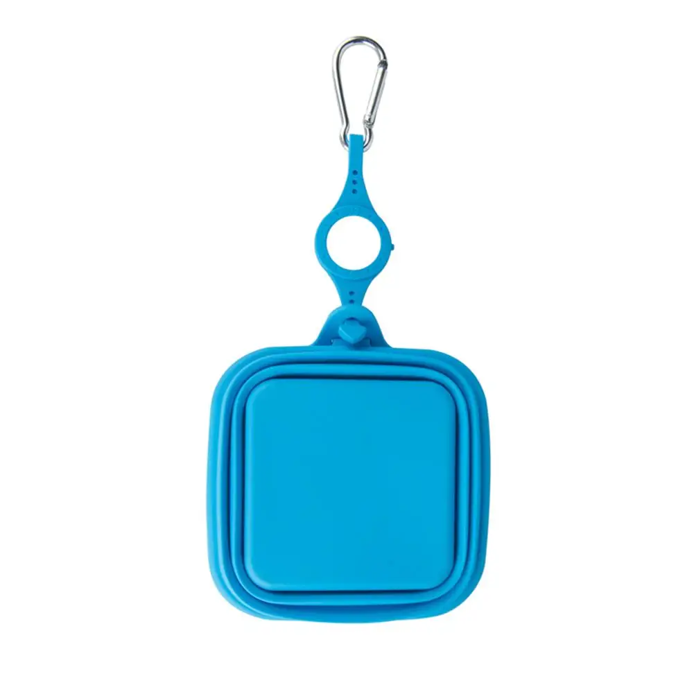Pet Silicone Folding Rice Bowl Cat And Dog 2 In 1 Double Bowl Easy To Carry Pet Out Accessories Can Be Non-slip Can Be Hung - Цвет: Blue