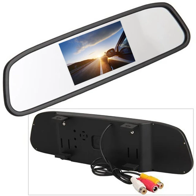 Coche HD vídeo auto aparcamiento coche Monitor LED visión nocturna CCD coche  vista trasera Cámara 4,3 TFT LCD espejo retrovisor coche Monitor