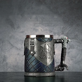 

Game of Thrones Coffee Mugs 3D Resin Stainless Steel Beer Mug Tankard Drinkware Cups Treasure Collect 650ml Cup Fan Gift