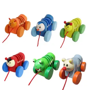 

Kuulee Wooden Cartoon Animal Shape Digging Rope Car Puzzle Toy for 1-3 Years Old Kids Infant