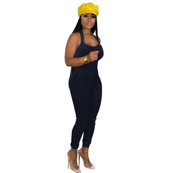 

Women Black Skinny Long Pants Jumpsuit Sexy Lady Wrap Hip Elastic Strap Playsuits USA Female Rompers Clothes