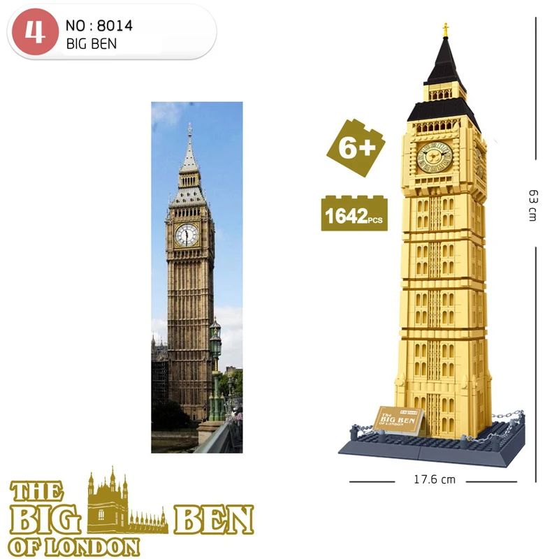 1642Pcs Brick Model London Big Ben World Building Blocks Architettura Creativa Giocattoli Regalo Bambini Per Bambini