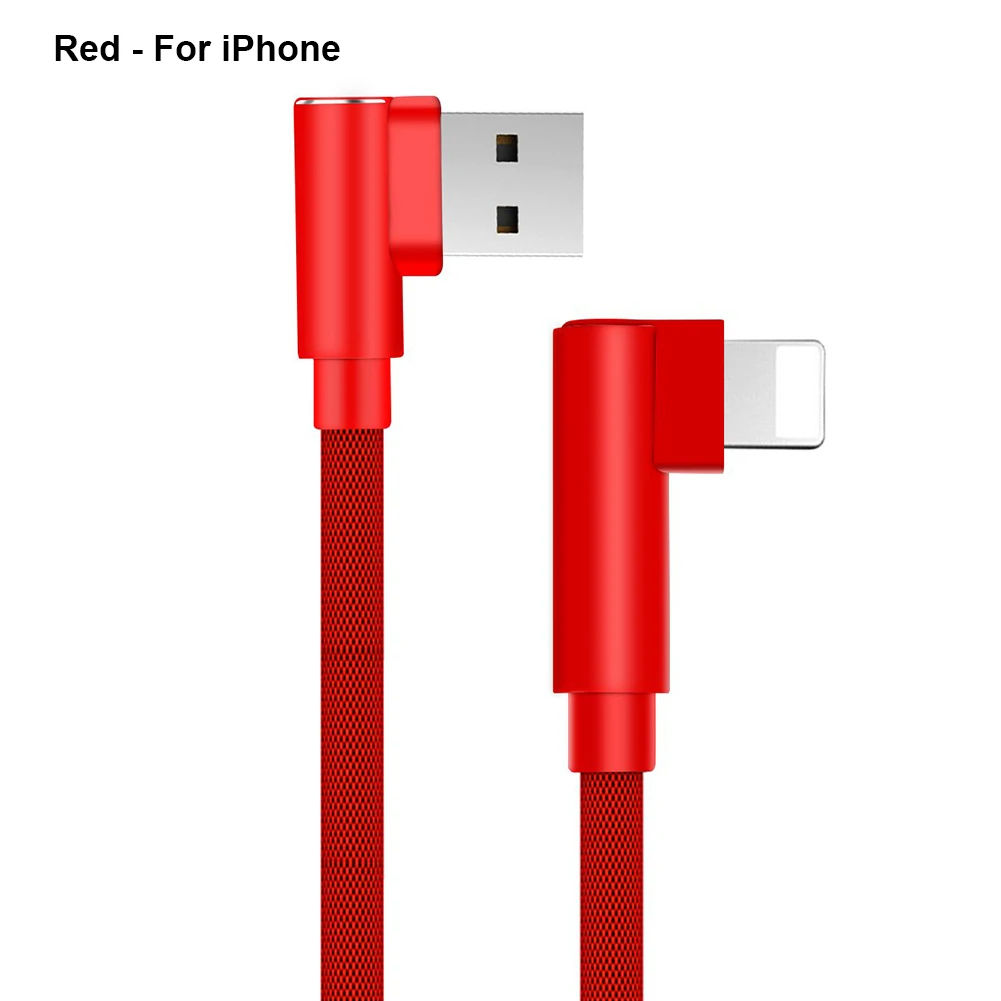 red for iphone Плетеный l-образный USB 90 градусов угловой быстрой зарядки USB кабель для iPhone Andorid type-C PUO88 - Цвет: red for iphone