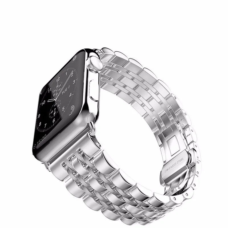 Металлический ремешок для apple watch 38 мм 40 42 44 браслет из нержавеющей стали с семью