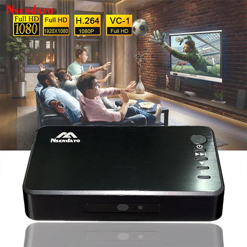 Мини Full HD мультимедийный плеер Autoplay 1080P USB внешний HDD медиаплеер с кабелем VGA AV для