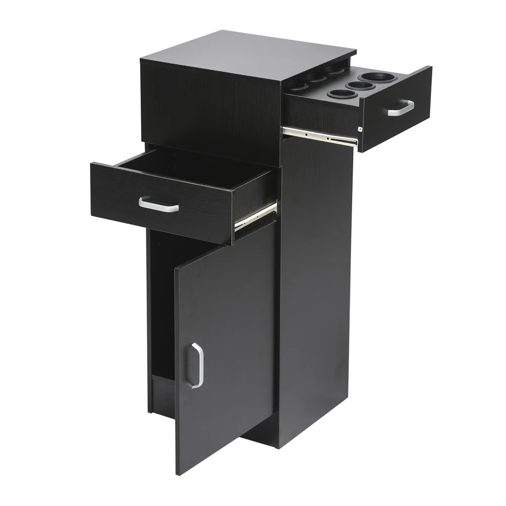 Beauty Cabinet Shelf 2 Drawers 1 Door 6 Hairdryers Black Beauty Salon Side Table