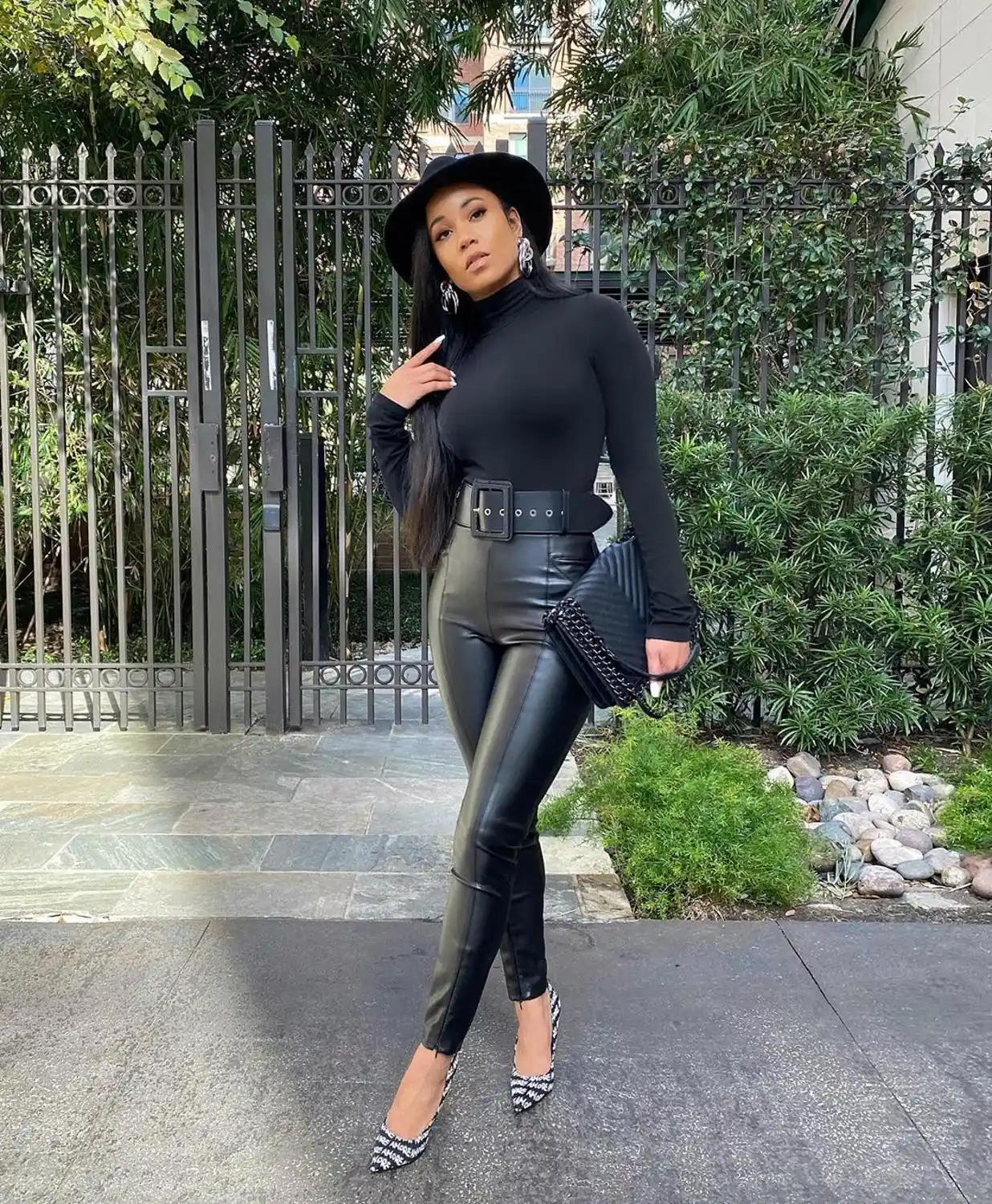 mature woman in leather pants