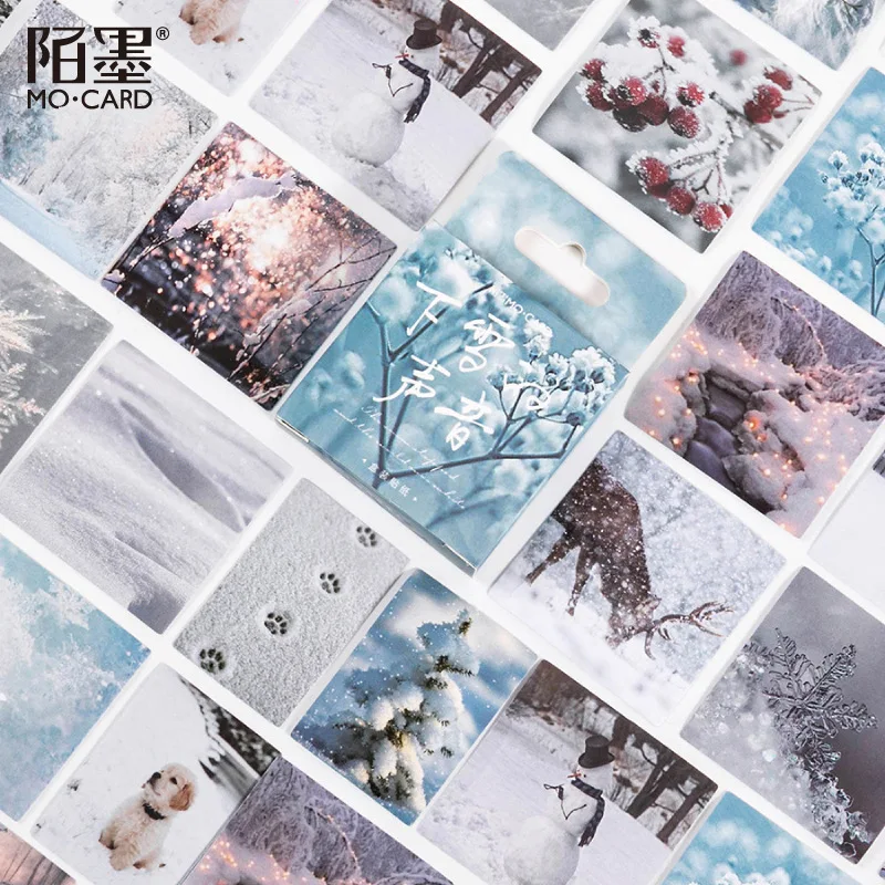 46 unids/pack Paisaje nevado adhesivo de papelería planificador de colección de recortes diario Diy decorativo etiquetas artesanales pegatinas
