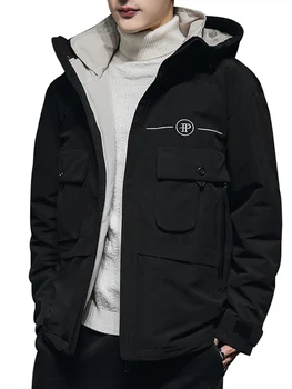 

Long Trench Coat Leather Mens Coat with Hood Mens Parka Jacket 2019 New Winter Jackets Parka Men Students New Hot GG50dy018