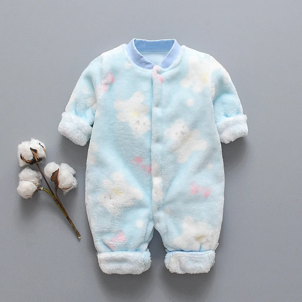 Флисовый комбинезон с рисунком медведя для новорожденных; теплый комбинезон для малышей; мягкая Пижама; однобортный костюм для малышей; детский зимний комбинезон