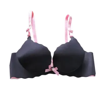 

Ladies Candy Color Stitching Bra Push Up High Seamless Underwear Three Quarters Cup Wire Free Solid Color Bras