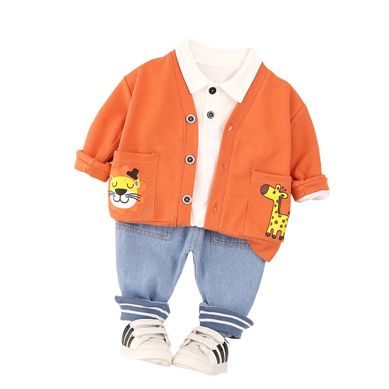 

New Spring Autumn Baby Boy Clothes Suit Children Cotton Jacket T Shirt Pants 3 Piece Set Kids Fashion Costume Toddler Tracksuits