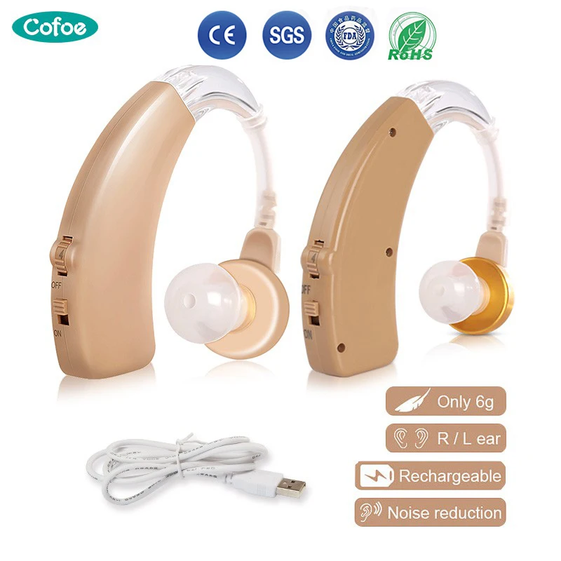 Günstige Cofoe Mini Hörgerät BTE Wiederaufladbare Unsichtbare Hörgeräte USB Ohr Aid Sound Verstärker Für ältere menschen Hören Verlust Gerät