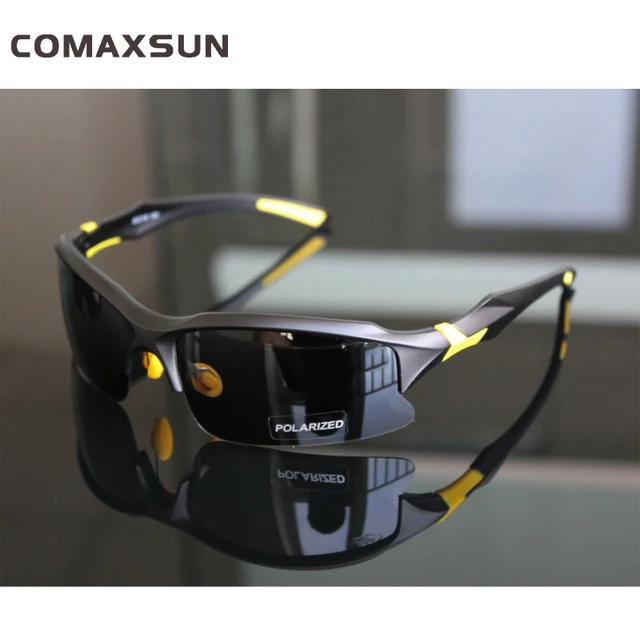 COMAXSUN Professional Polarized Cycling Glasses Bike Bicycle Goggles Driving Fishing Outdoor Sports Sunglasses UV 400 Tr90 Sty1Matte Yellow